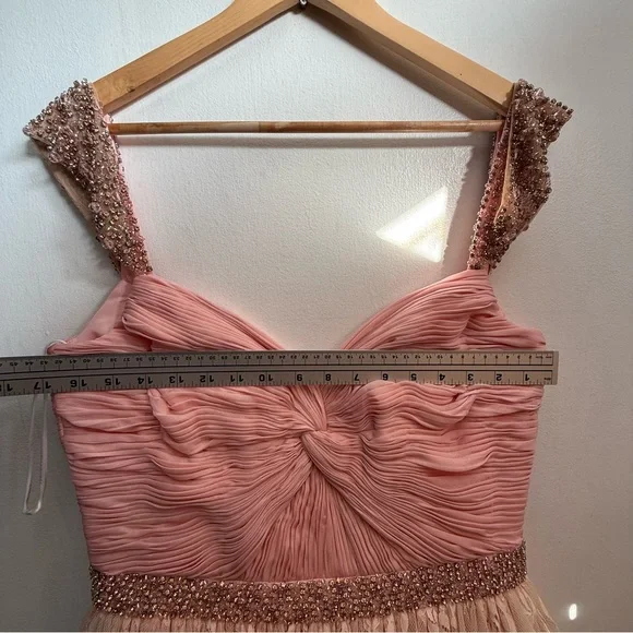 Sherri Hill Blush Pink /Orange Beaded Ballgown Size 10